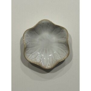 Ceramic trinket dish, jewelry dish, ring dish, white, fluted edges 4.25" x 4.25"